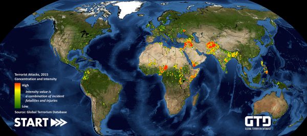 Global Terrorism Database 2015 map